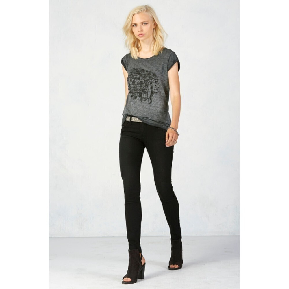 TRUE RELIGION Victoria Skinny Cigarette Leg Black Wash Denim Jeans Size 28